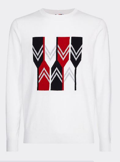 TOMMY HILFIGER - ROWING LOGO CREW NECK JUMPER ECRU