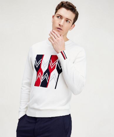 TOMMY HILFIGER - ROWING LOGO CREW NECK JUMPER ECRU