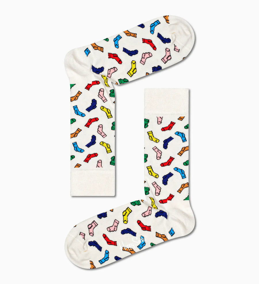 HAPPY SOCKS - BEIGE SOCKS CREW SOCK