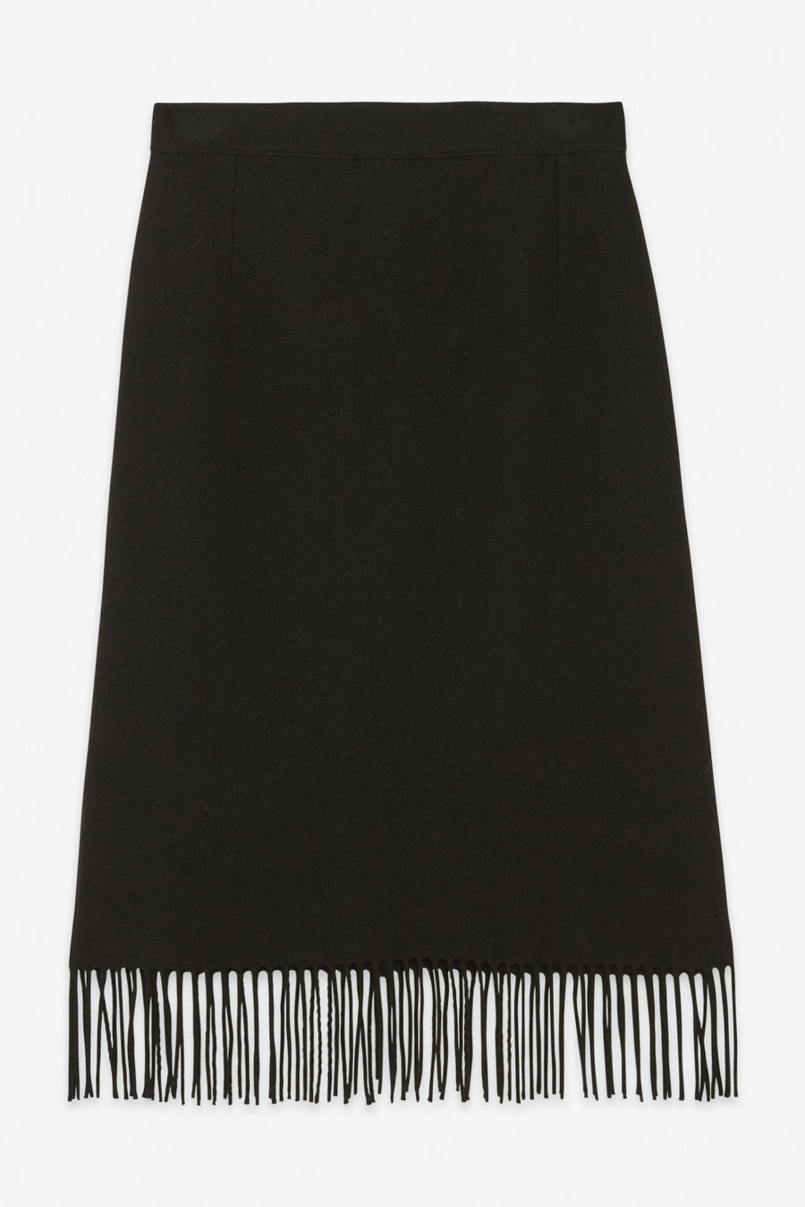 OTTOD'AME - MIDI SKIRT WITH FRINGES - BLACK