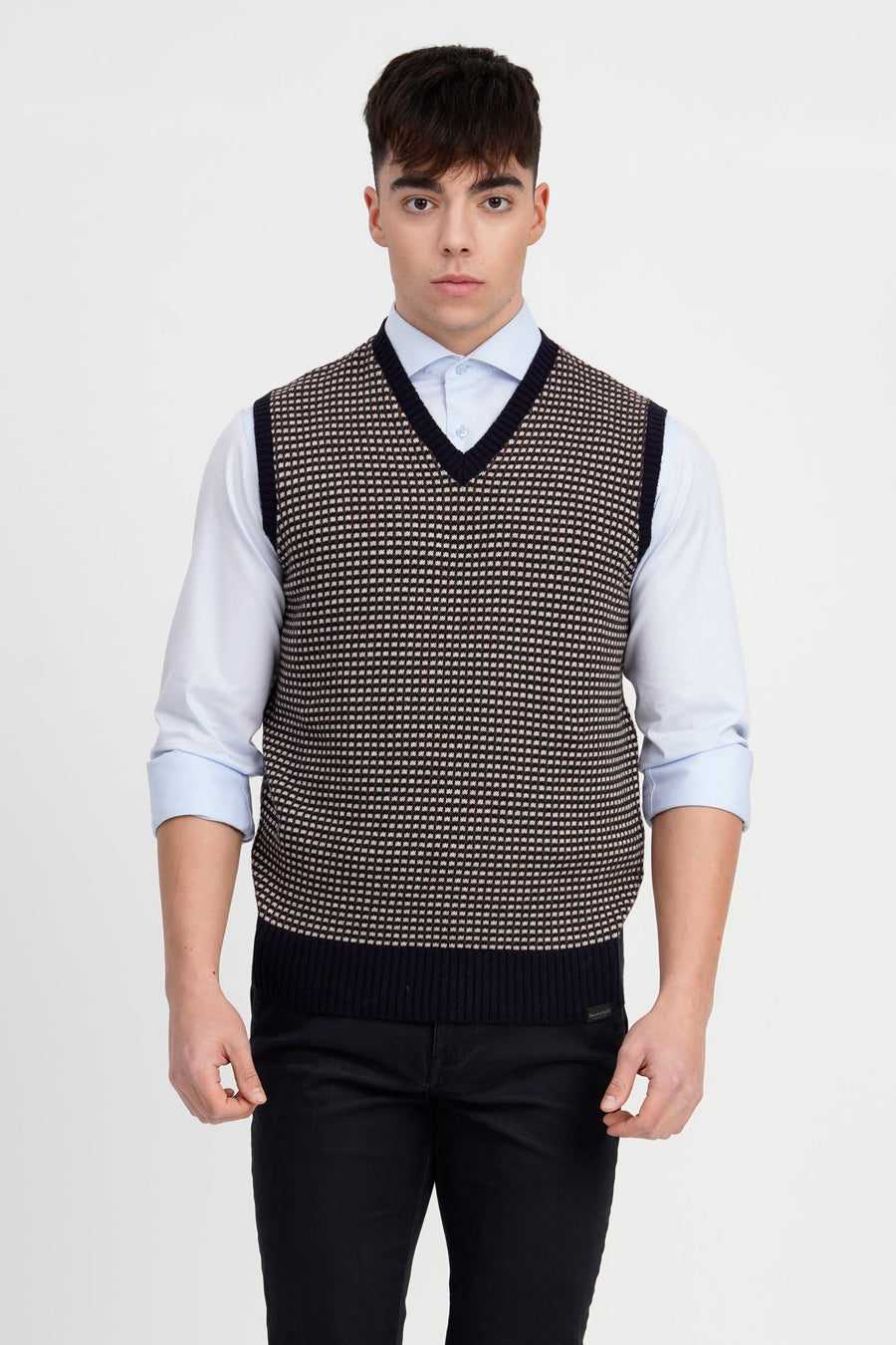 BROOKSFIELD - KNITWEAR VEST SWEATER WOOL/CASHMERE BLEND - MULTI
