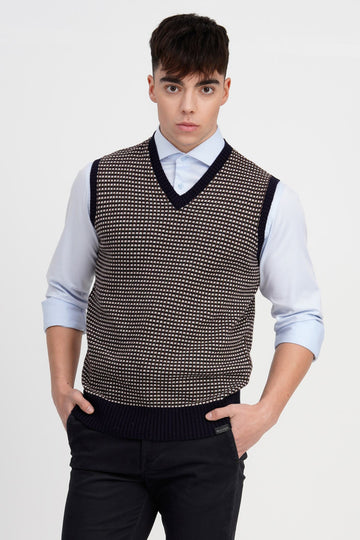 BROOKSFIELD - KNITWEAR VEST SWEATER WOOL/CASHMERE BLEND - MULTI