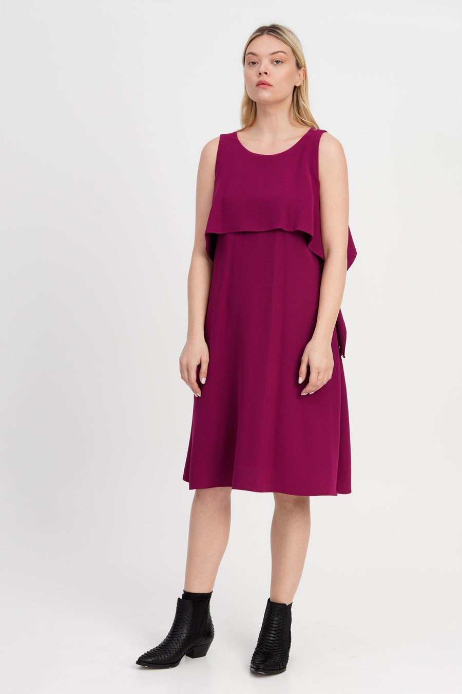 BEATRICE - CREPE DRESS -  RASPBERRY