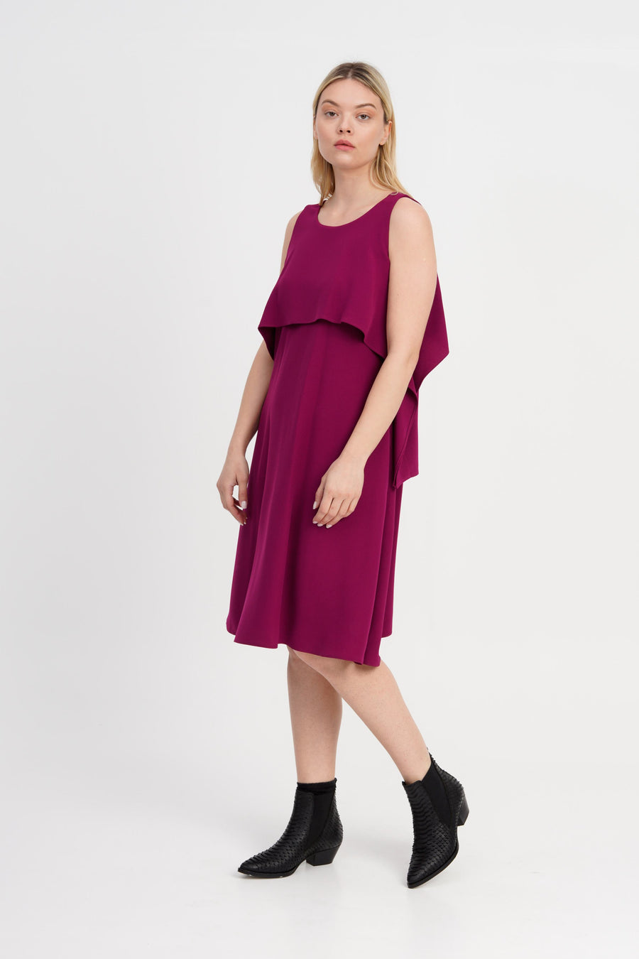 BEATRICE - CREPE DRESS -  RASPBERRY