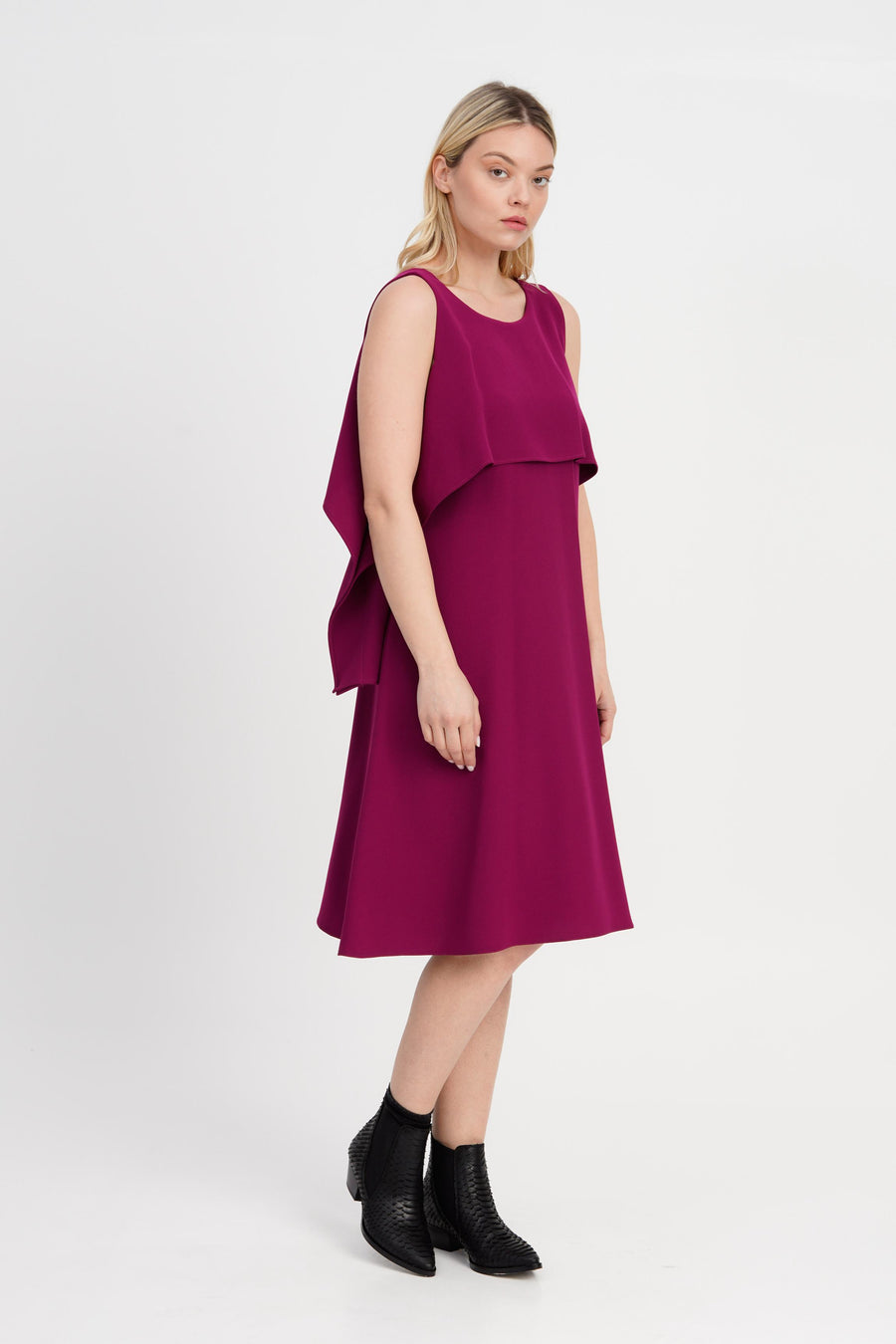 BEATRICE - CREPE DRESS -  RASPBERRY