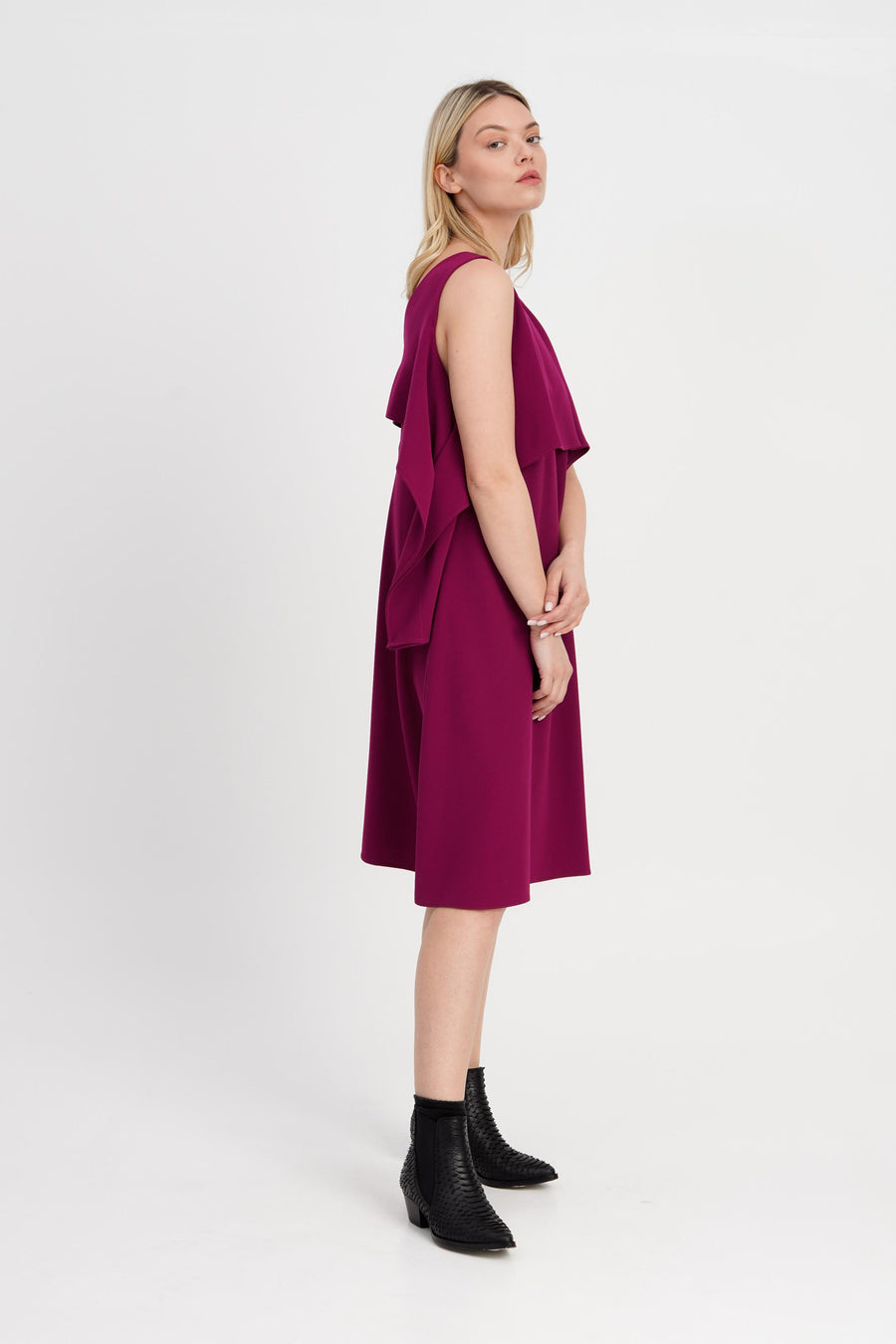 BEATRICE - CREPE DRESS -  RASPBERRY