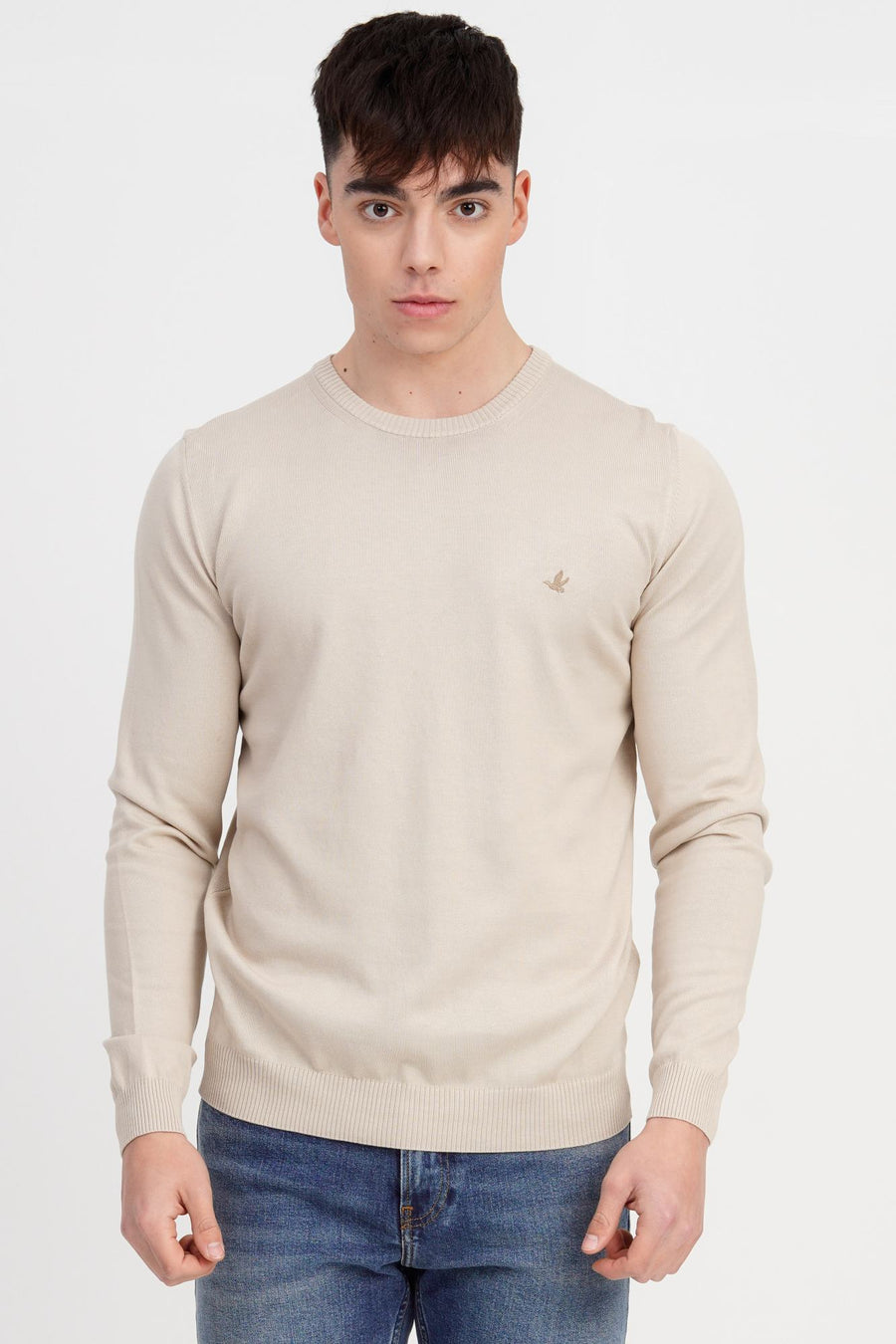 BROOKSFIELD - CREWNECK COTTON KNIT - CREME