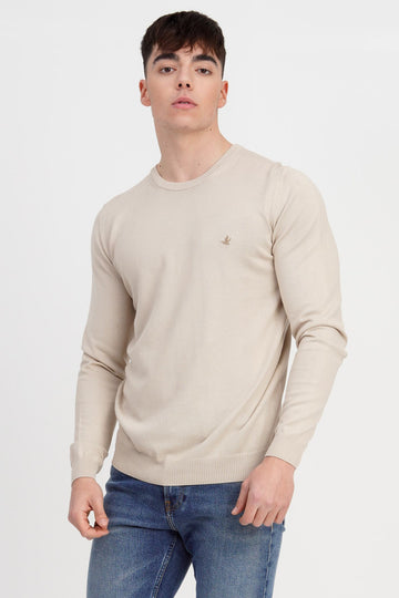 BROOKSFIELD - CREWNECK COTTON KNIT - CREME