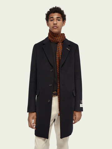 SCOTCH & SODA - Classic wool-blend single breasted overcoat NIGHT